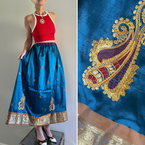 Handmade Indian Prairie Skirt | shiny Maxi Skirt … - image 1