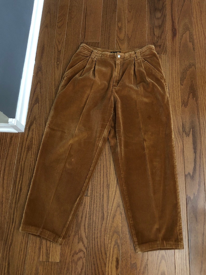 80s Wide Corduroy Pleat Front Pants by Liz Wear