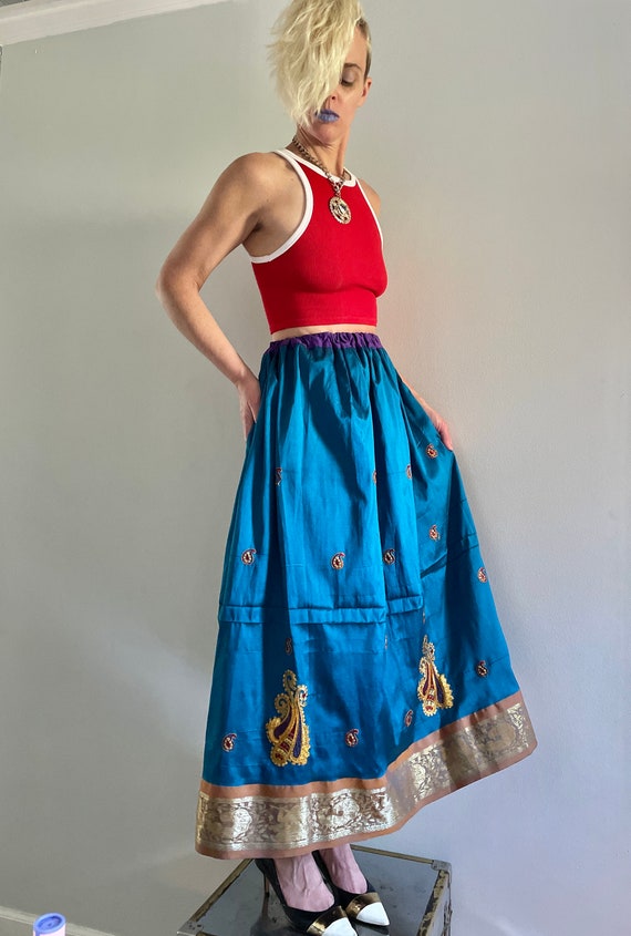 Handmade Indian Prairie Skirt | shiny Maxi Skirt … - image 5