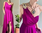 Vintage Formal Evening Gown Grecian style high low dress Spanish skirt Embellished Princess dress Vintage maxi ball gown