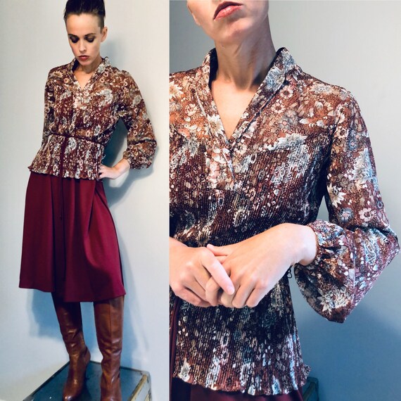Vintage 70s burgundy peasant Dress| Gunne Sax Styl