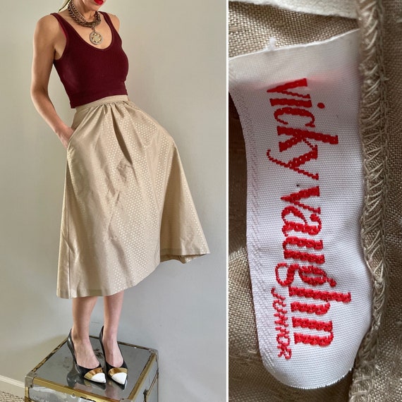 Vintage 70s Vicky Vaughn Skirt | USA made Khaki J… - image 1