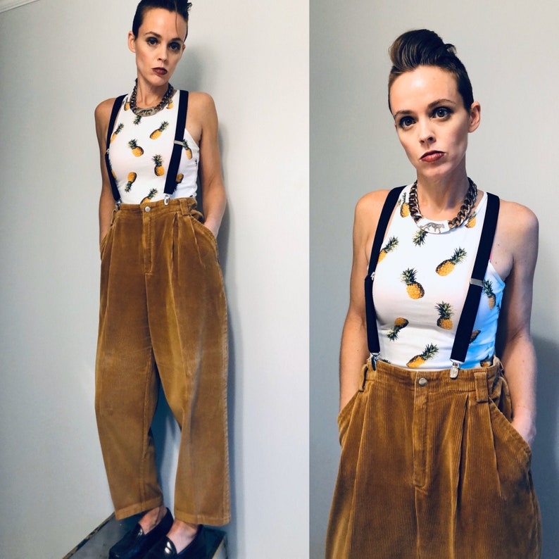 80s Wide Corduroy Pleat Front Pants by Liz Wear