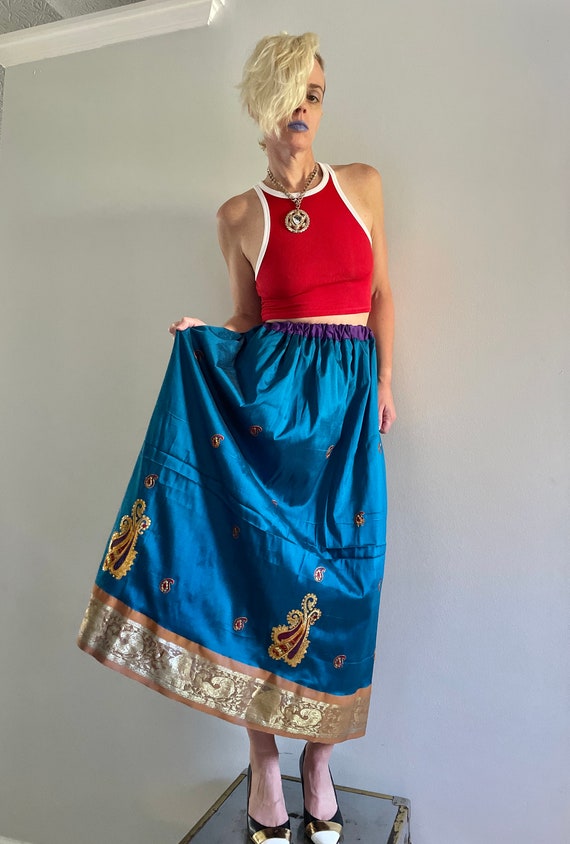 Handmade Indian Prairie Skirt | shiny Maxi Skirt … - image 6