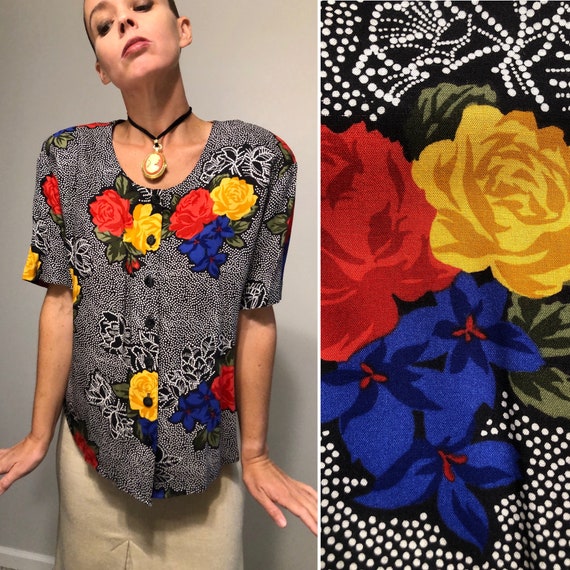 Vintage Secretary Blouse with shoulder pads| Gunne