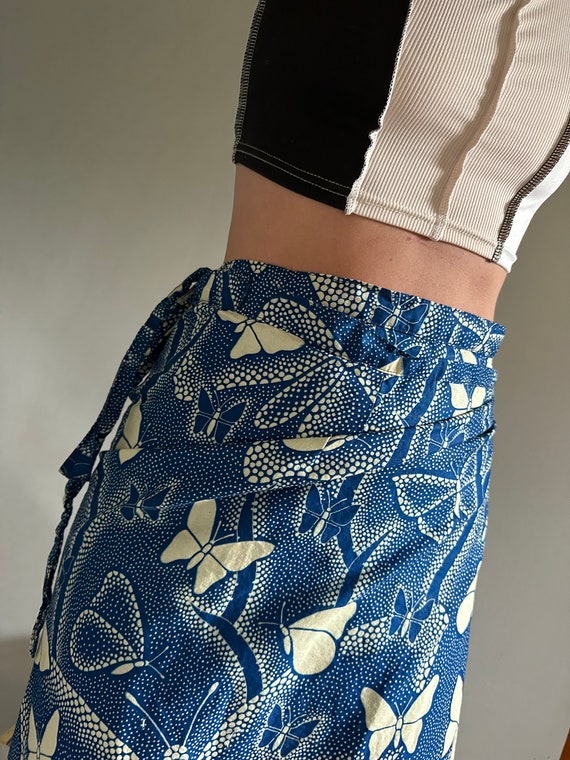Vintage 70s wrap Skirt, long wrap butterfly print… - image 4