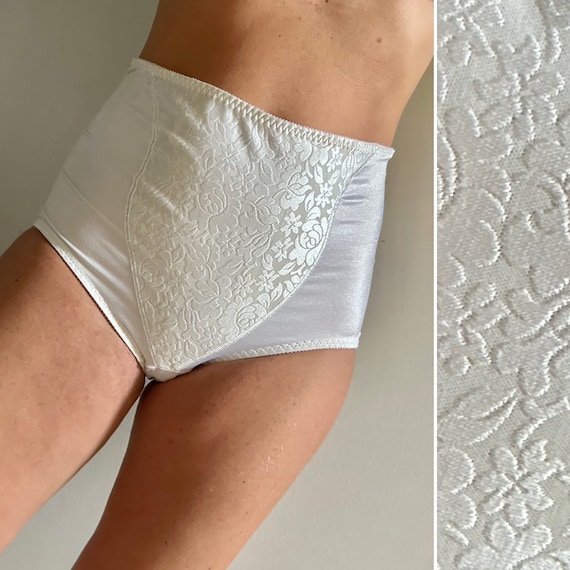 Vintage 60s High Waisted Control Top Underwear by Bali Vintage White Girdle  With Lace Panel -  Israel