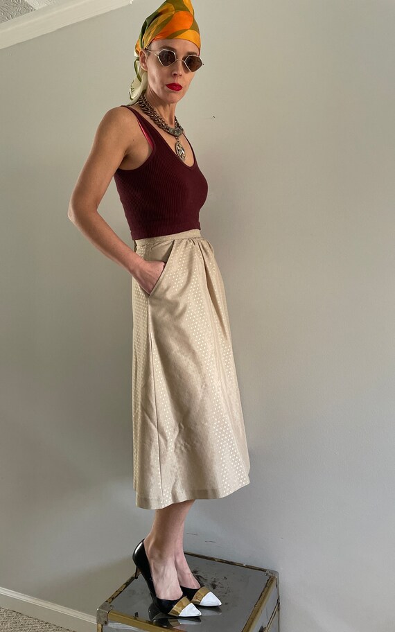 Vintage 70s Vicky Vaughn Skirt | USA made Khaki J… - image 5