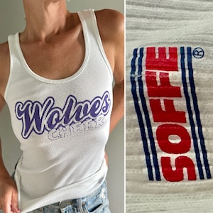 Vintage soffee Rib Knit Racer Back Tank Top | wolves cheer biker tank top