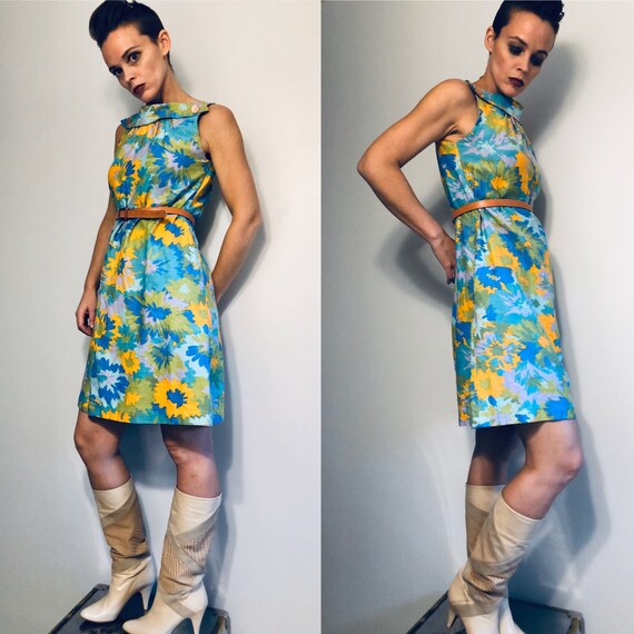 70s Mod Floral Day Dress| Vintage House Dress| Hom