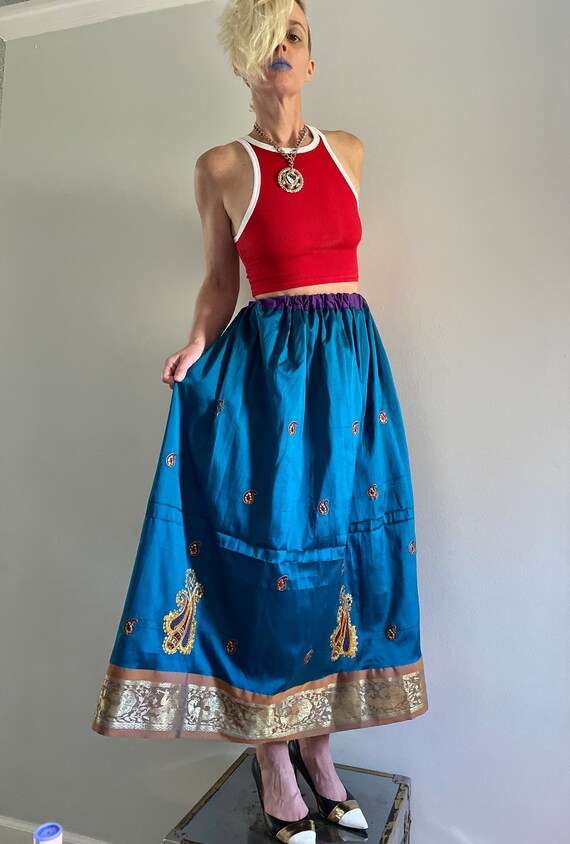 Handmade Indian Prairie Skirt | shiny Maxi Skirt … - image 4