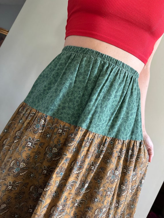 Vintage Tiered Pattern mixed Prairie Skirt | Hand… - image 5