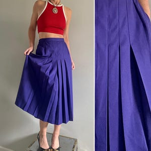 Vintage purple Skirt| 70s Kilt style Skirt| School Girl school Skirt| Vintage Secretary Pleated Skirt