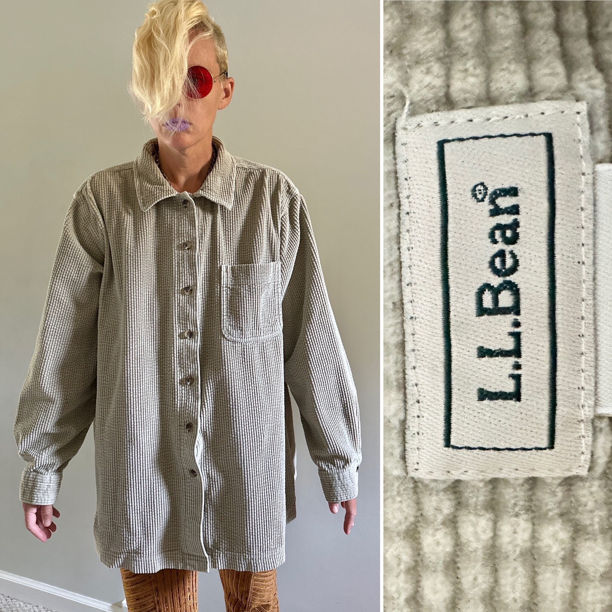 L.L. Bean Corduroy Button Down Shirt | khaki corduroy shirt