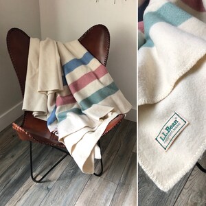 Vintage L.L. Bean Hudson Bay Blanket Vintage Queen Sized Cabin Blanket Large Striped Wool Hudson Bay Throw Etsy