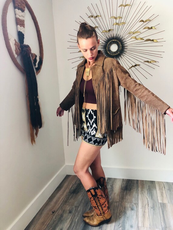 Vintage Fringe Suede Leather Jacket| Authentic gen