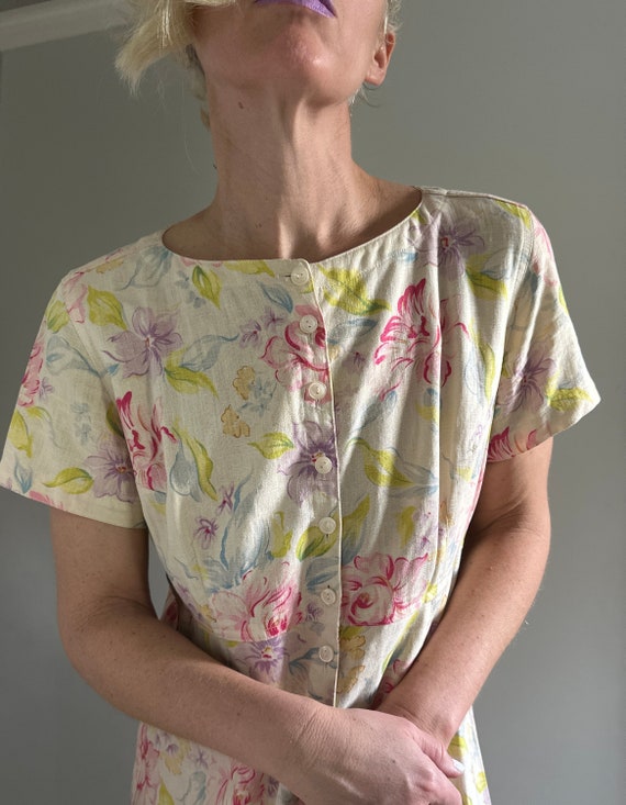 Vintage Liz Claiborne Linen Dress | Floral linen … - image 5
