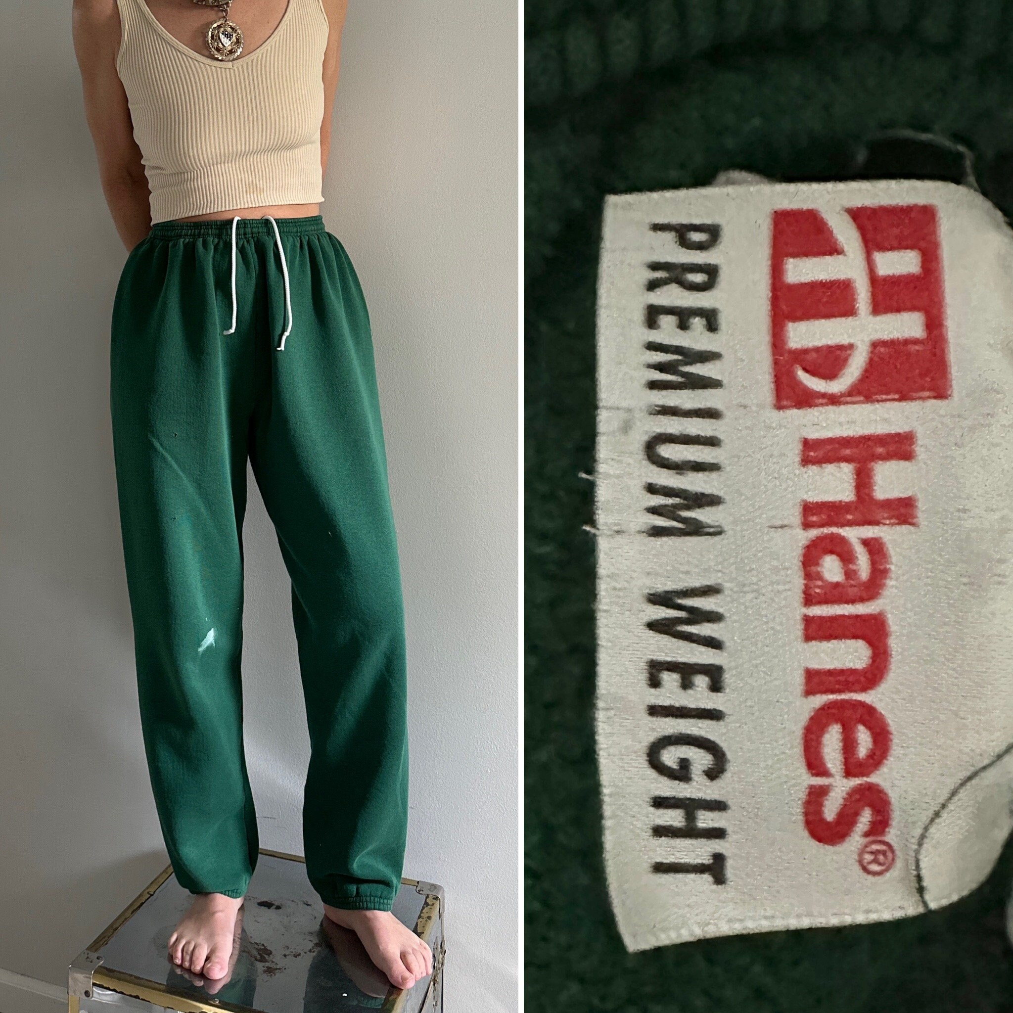 Vintage Hanes Plain Sweatpants | Hunter Green Joggers Sweatpants - Etsy