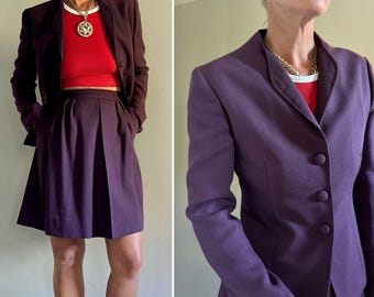 Vintage Wool Suit| 70s wool Suit |business Skirt| Vintage Secretary Skirt and blazer