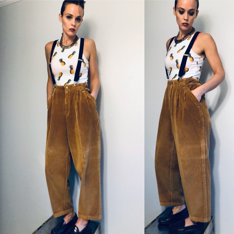 80s Wide Corduroy Pleat Front Pants by Liz Wear