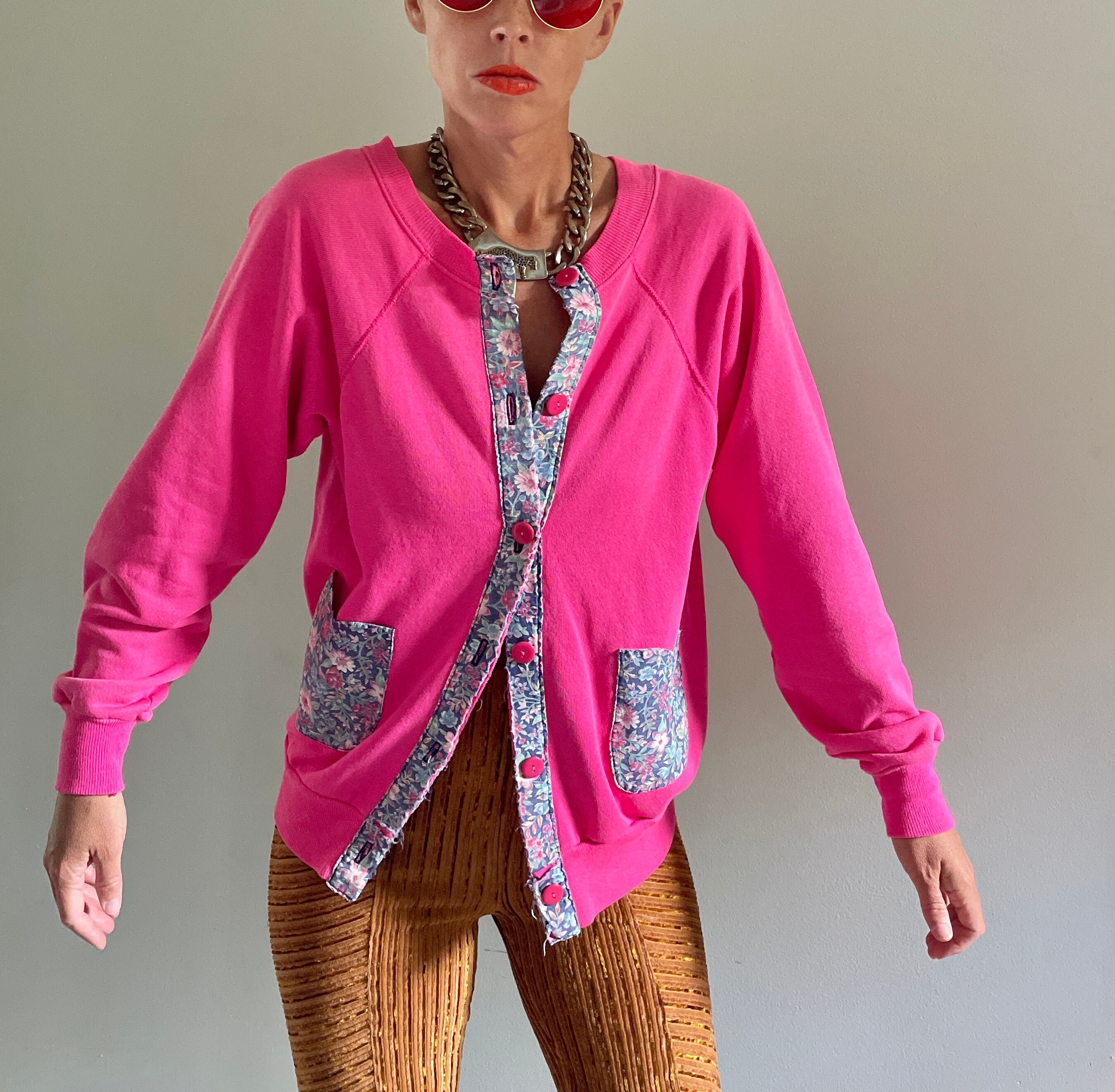 vintag pink cardigan