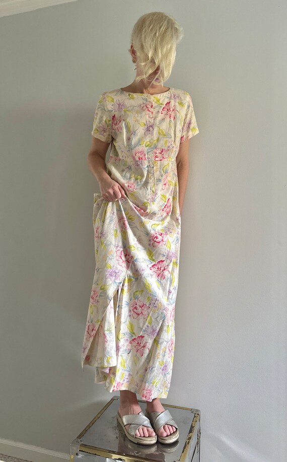 Vintage Liz Claiborne Linen Dress | Floral linen … - image 3