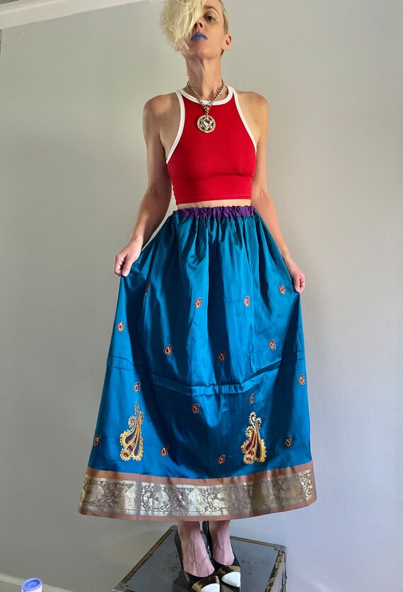 Handmade Indian Prairie Skirt | shiny Maxi Skirt … - image 3