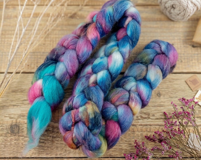 1 Lb White Jacob Combed Top, Roving, Spinning Fiber, Felting Fiber