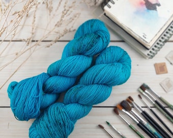 JULES Hand Dyed Sock Yarn, Superwash, Turquoise