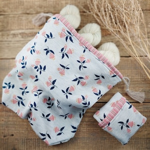 Sac à projets avec cordon de serrage pour tricot et crochet, pliable, grand