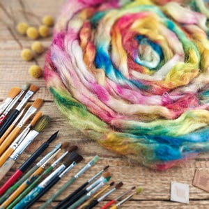 GLOW NYLON, shimmery hand-dyed fiber for felting, spinning, macrame and veawing, multicolored  10g / 0.35oz