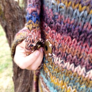 Hand knitted womens wool cardigan, long, original design image 5