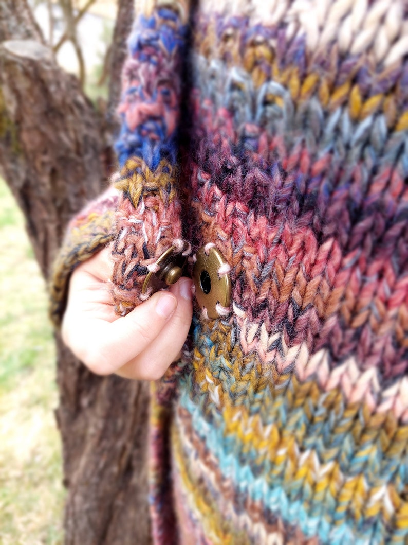 Hand knitted womens wool cardigan, long, original design image 5