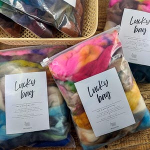 LUCKY BAG, Assorted Hand-Dyed Wool Remnants – Merino, Corriedale, Blends with Silk, Mohair or Tencel