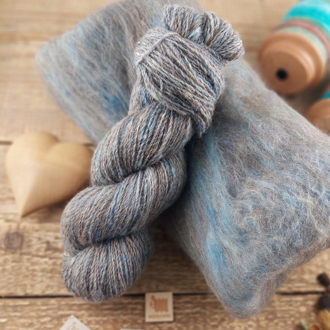 Handspun #15 - Blend of Wool, Alpaca and Kid Mohair - Etsy Israel