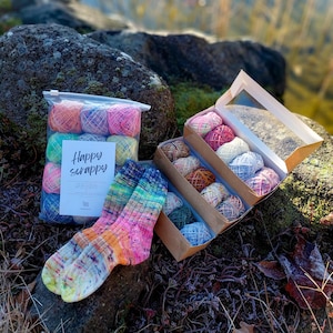 Hand Dyed Sock Yarn Minis DIY Kit with Knitting Pattern