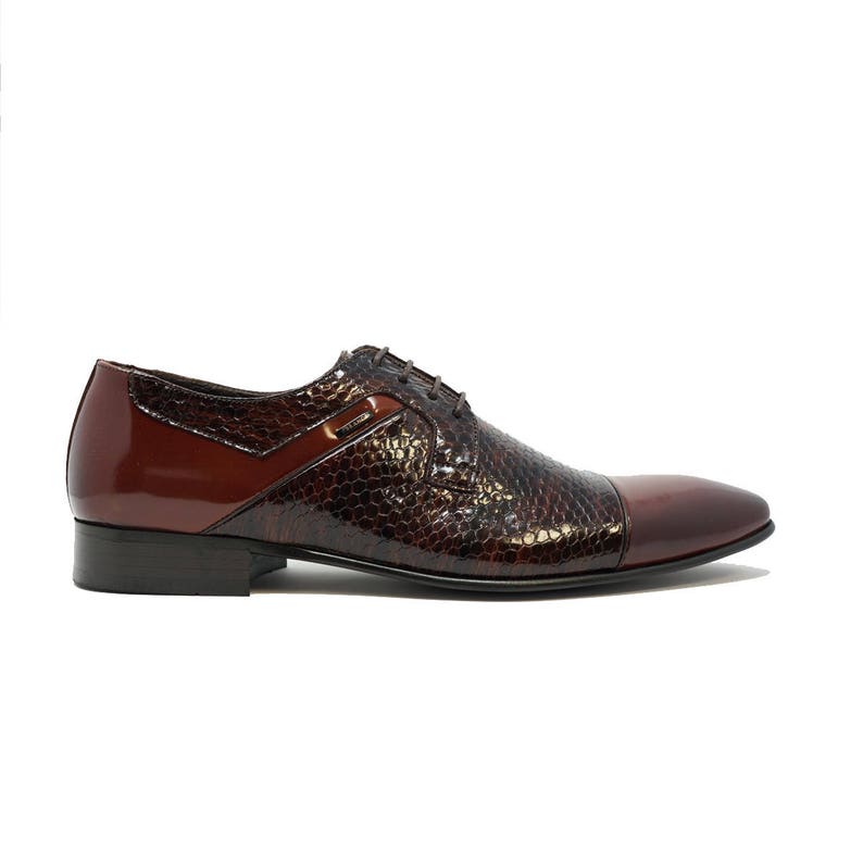 Futoli Men Handmade 100/% Genuine Leather Oxford Tuxedo Derby Dress Shoes Snake Skin Accent Zep Shoes