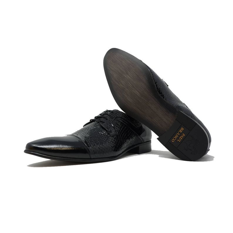 Futoli Men Handmade 100/% Genuine Leather Oxford Tuxedo Derby Dress Shoes Snake Skin Accent Zep Shoes