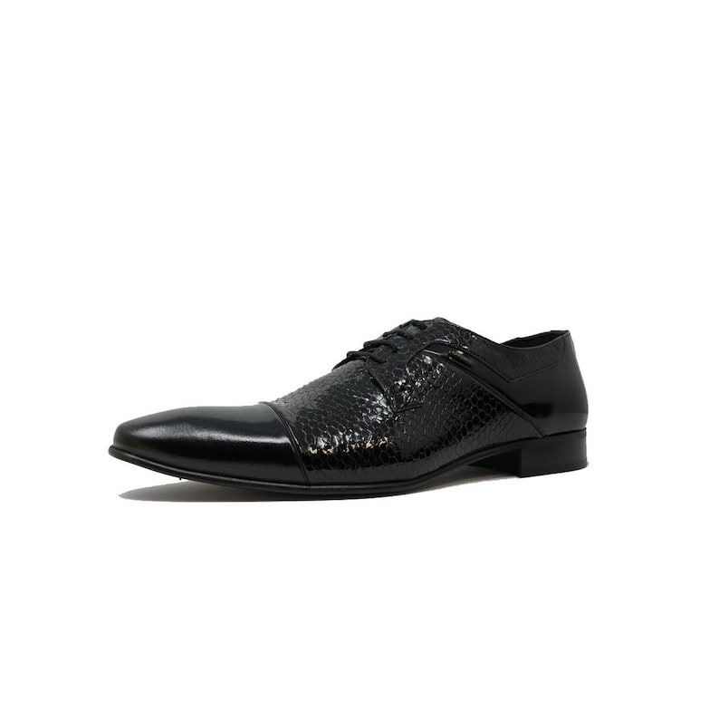 Futoli Men Handmade 100/% Genuine Leather Oxford Tuxedo Derby Dress Shoes Snake Skin Accent Zep Shoes
