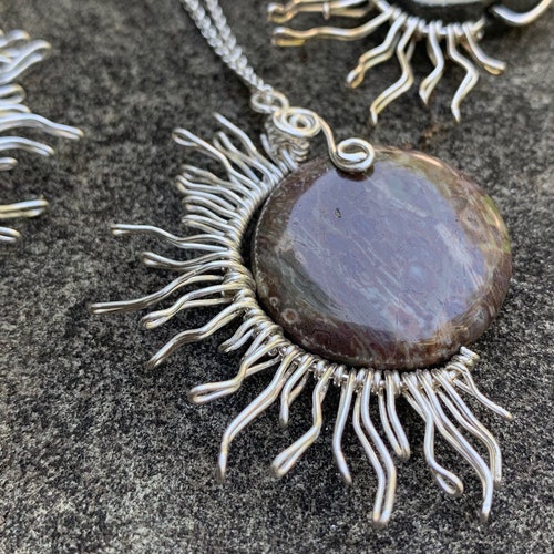 Half Sun Wire Wrap Pendant Necklace - Etsy