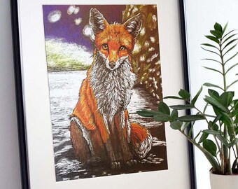 Urban Fox Art Print. Giclée Print. Wall Art.