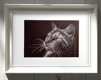 Whisker-tastic tabby cat. Giclée print. Wall art.