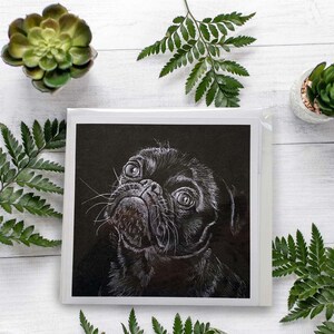 Tarjeta de felicitación lindo Pug perro.