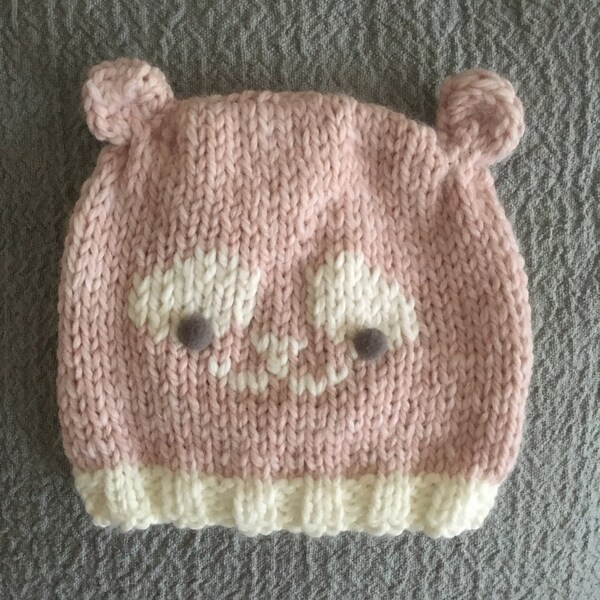 bonnet 9-12 mois fillette panda tricot fait main