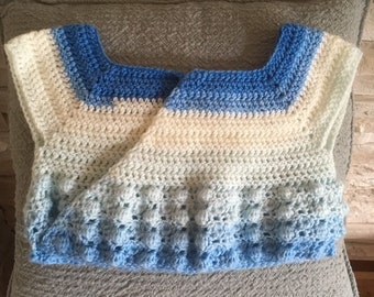 Cardigan cache-coeur crochet 2-4 ans (jaune ou bleu )