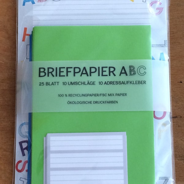Briefpapier-Set ABC — 1. Klasse, Erstklässler, Grundschule, Vorschulkind, Einschulung, Jungen