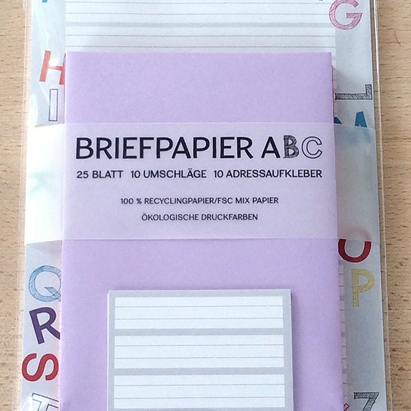 Briefpapier-Set ABC — 1. Klasse, Erstklässler, Grundschule, Vorschulkind, Einschulung, Mädchen