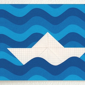 Postkarte Karte Schiff Papierschiff Geburt Taufe