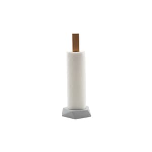 Kitchen roll holder made of concrete and oak wood, Zewa, kitchen roll, paper roll holder