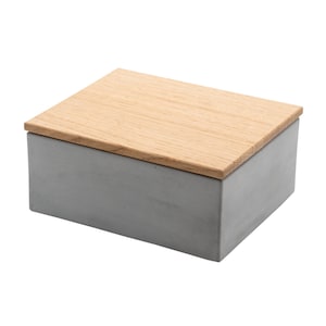 Scatola per carta igienica umida Scatola per salviette umidificate in cemento e legno di quercia, custodia realizzata a mano in Germania